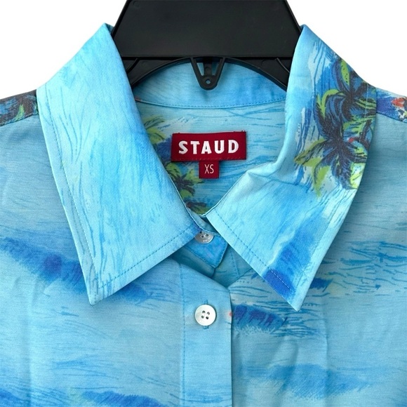 NWT STAUD Blue Cameron Island Belted Maxi Shirt Dress Size XS Coverup Vacation - Picture 8 of 14